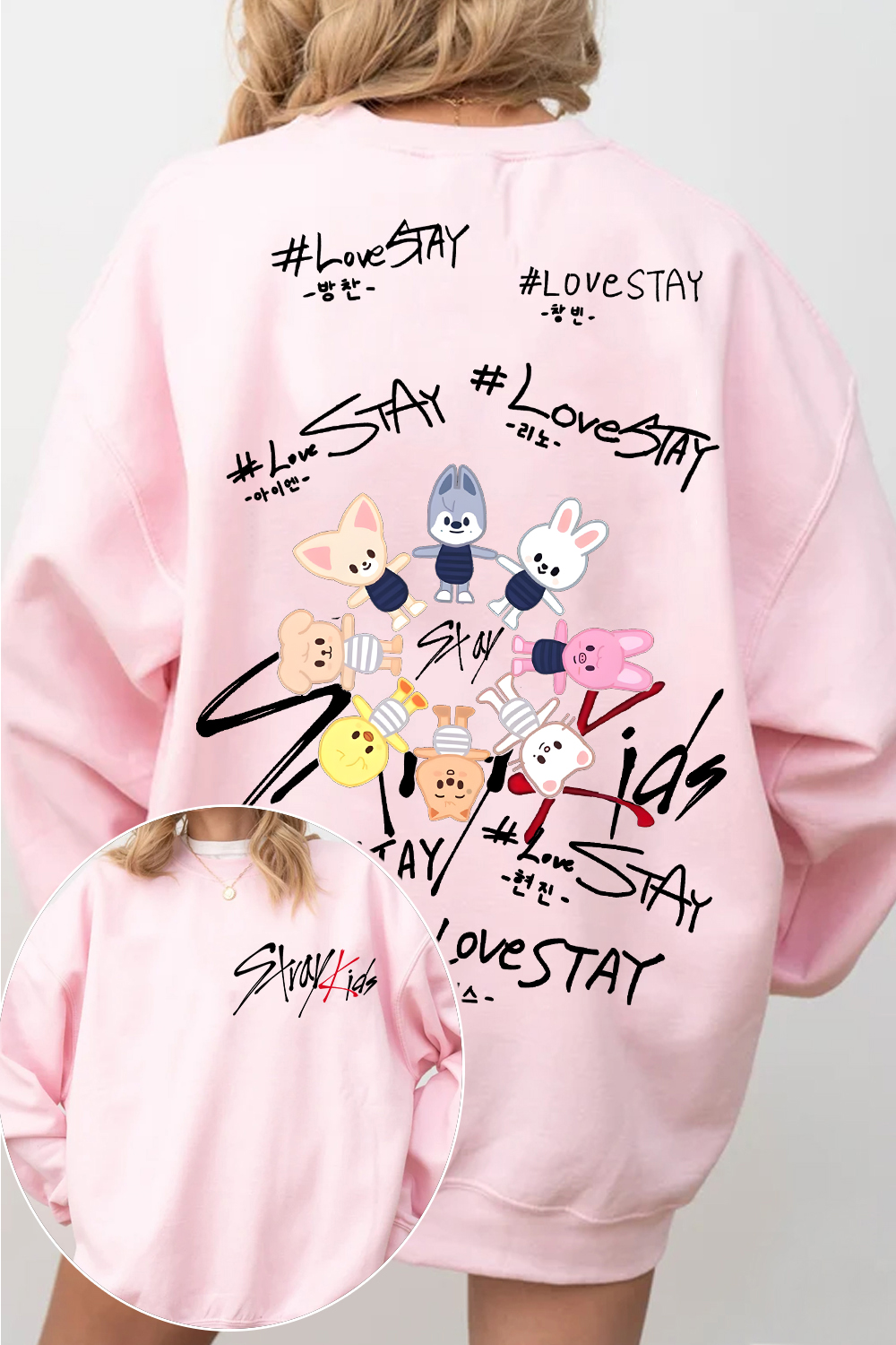 Stray Kids Retro Long-Sleeve Crew Neck Sweatshirt